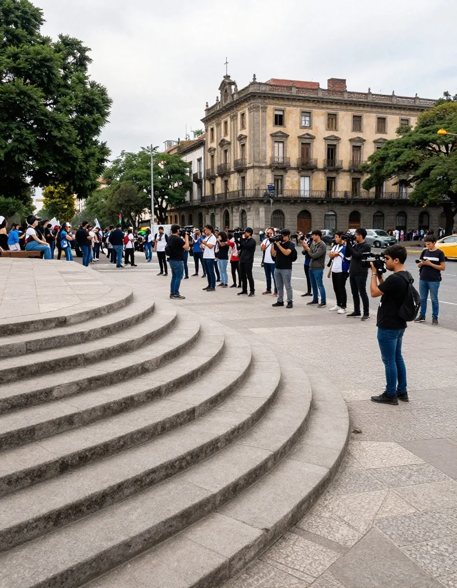 Toma elevada por encima de la multitud