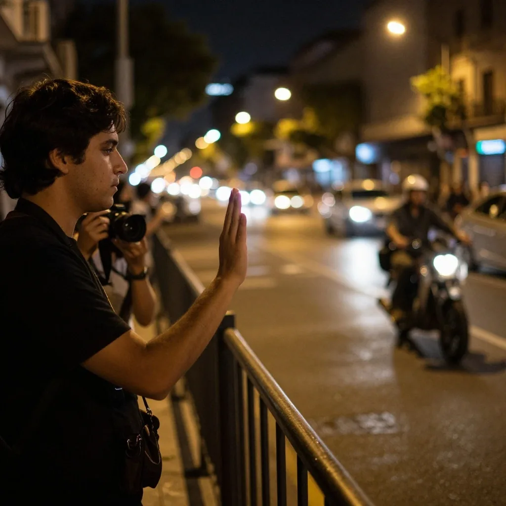 Breve indicación antes de entrar a la multitud de noche