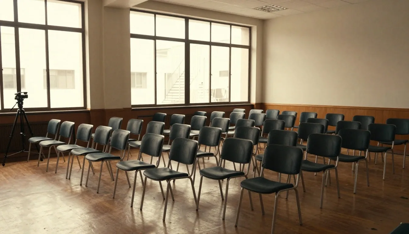 Sala de revisión de material en la escuela de reportaje en Buenos Aires
