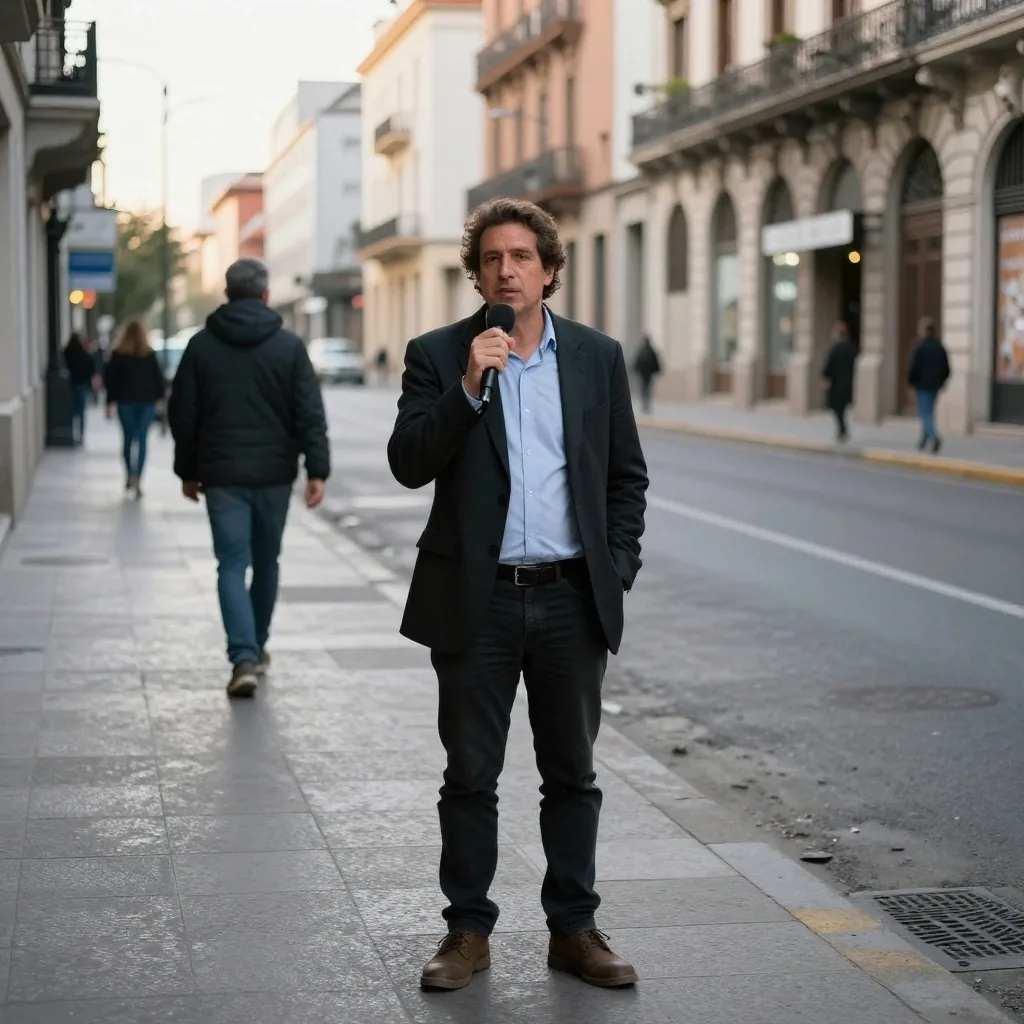 Entrevista en la calle durante una cobertura en Buenos Aires