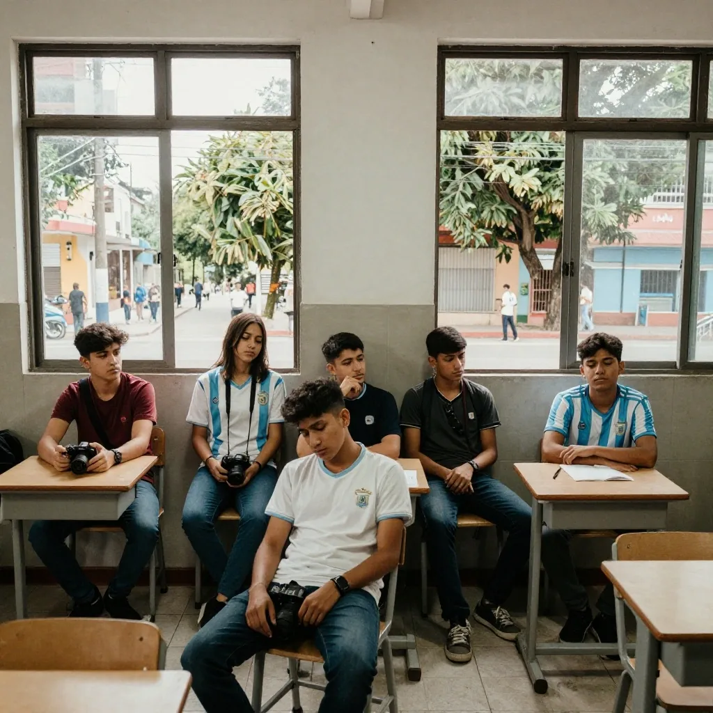 Revisión de material en el aula después de una práctica de campo